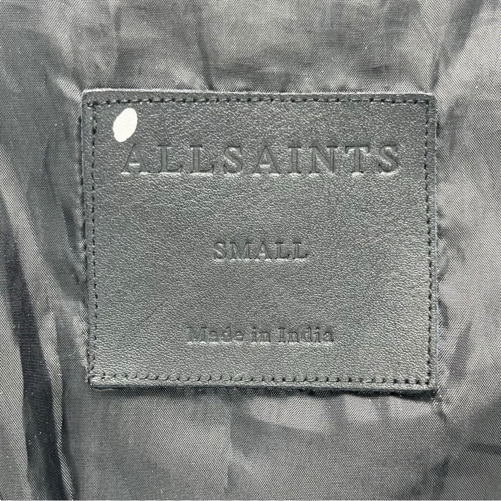 AllSaints Women Small Black Quilted Soft Leather Moto Biker Jacket - Picture 10 of 11